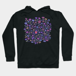 House with line art flowers surrounding it Hoodie